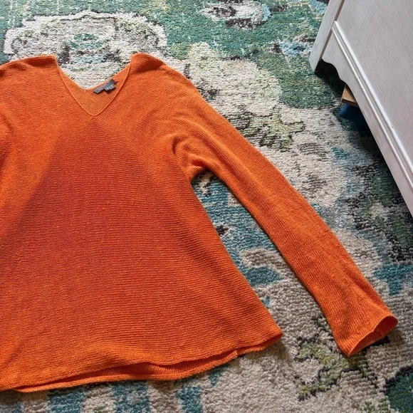 Orange Vince Desinger Knit V-Neck Sweater - Picture 3 of 7